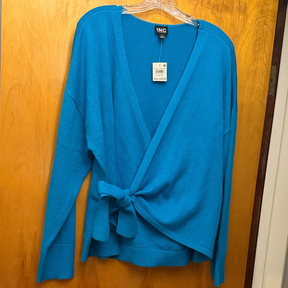 INC International Concepts Women's Blue Wrap Sweater